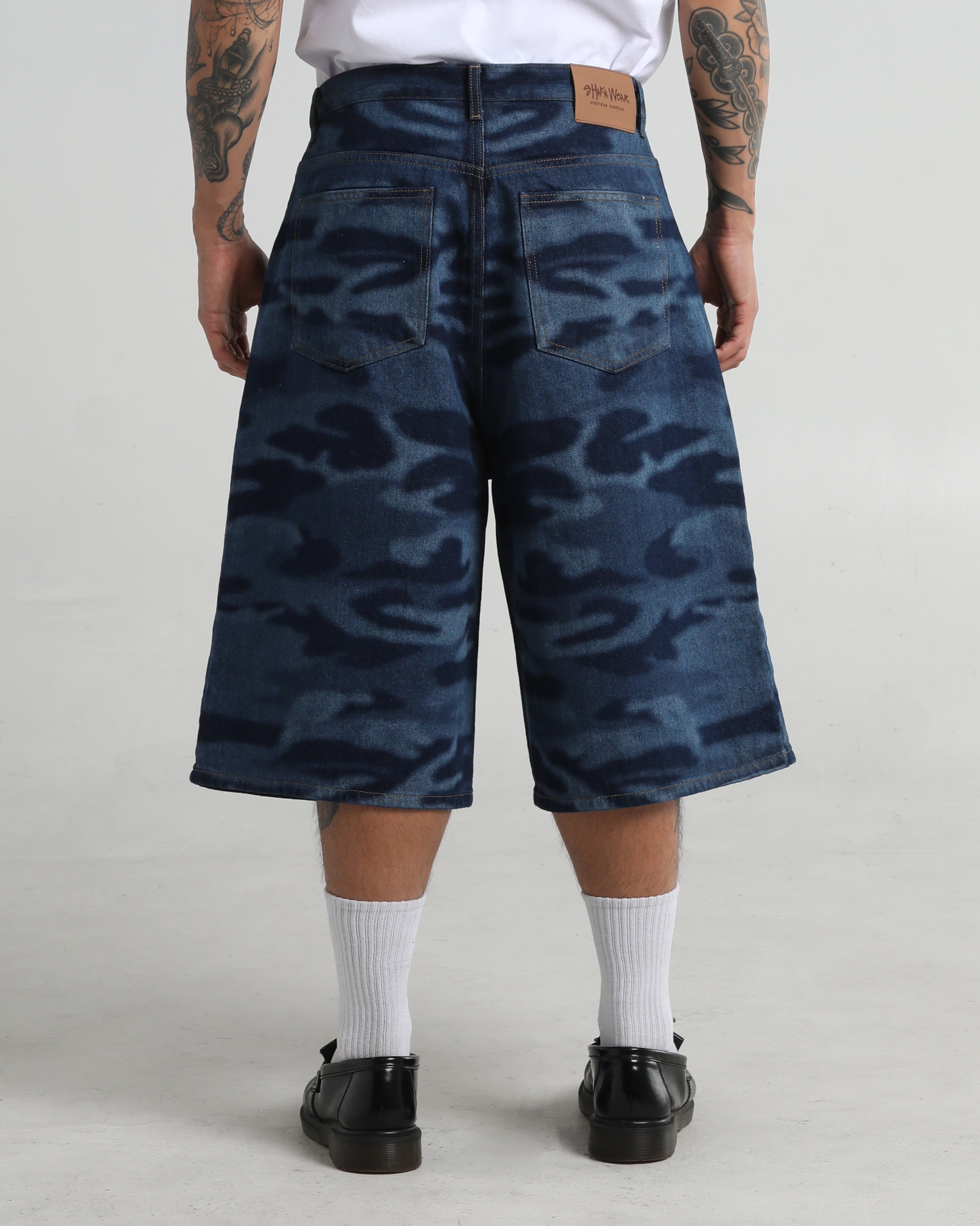 Lasered Camo Denim Shorts – Shakawear.com
