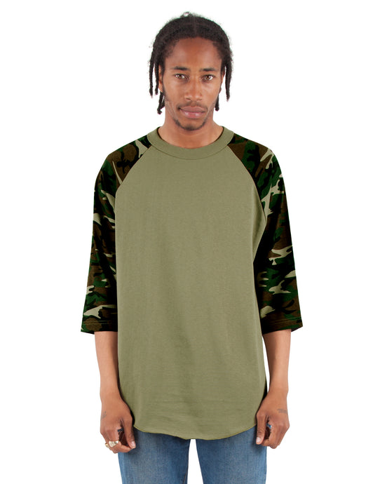 6.0 oz Raglan - Large Sizes 3XL / Olive and Camo Green
