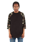 6.0 oz Raglan - Large Sizes 3XL / Black and Camo Green