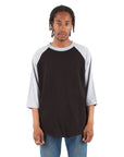 6.0 oz Raglan - Standard Sizes XL / Black and Heather Grey