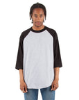 6.0 oz Raglan - Large Sizes 3XL / Heather Grey and Black