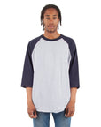 6.0 oz Raglan - Large Sizes 3XL / Heather Grey and Navy