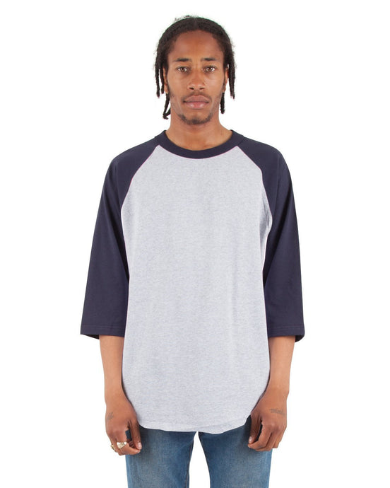 6.0 oz Raglan - Large Sizes 3XL / Heather Grey and Navy