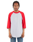 6.0 oz Raglan - Large Sizes 3XL / Heather Grey and Red