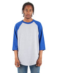 6.0 oz Raglan - Large Sizes 3XL / Heather Grey and Royal