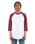 6.0 oz Raglan - Large Sizes 3XL / White and Burgundy