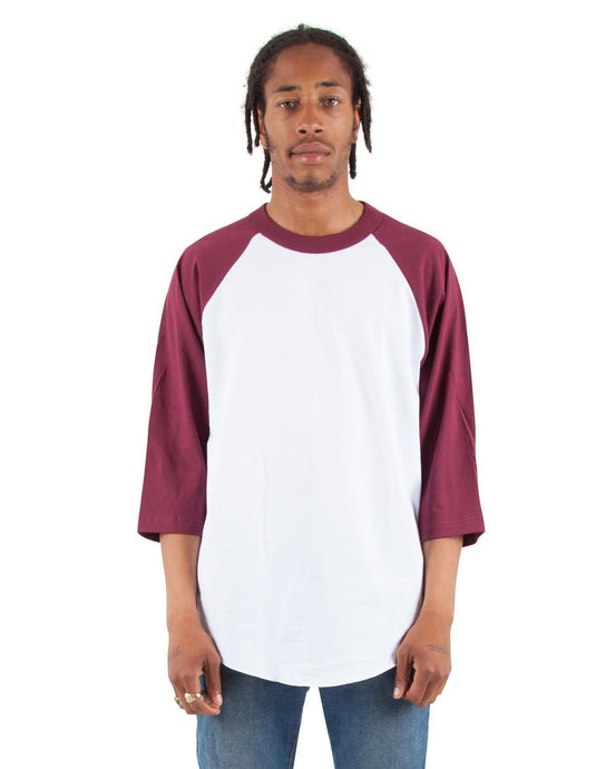 6.0 oz Raglan - Large Sizes 3XL / White and Burgundy