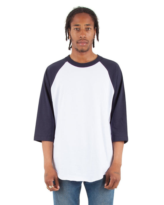 6.0 oz Raglan - Large Sizes 3XL / White and Navy