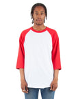 6.0 oz Raglan - Large Sizes 3XL / White and Red