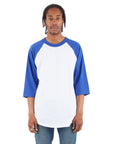 6.0 oz Raglan - Large Sizes 3XL / White and Royal