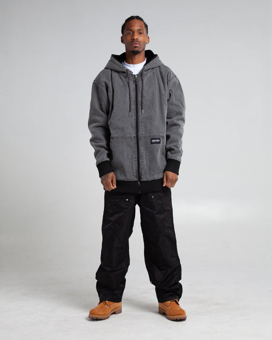 Aged Canvas Hoodie with Fur