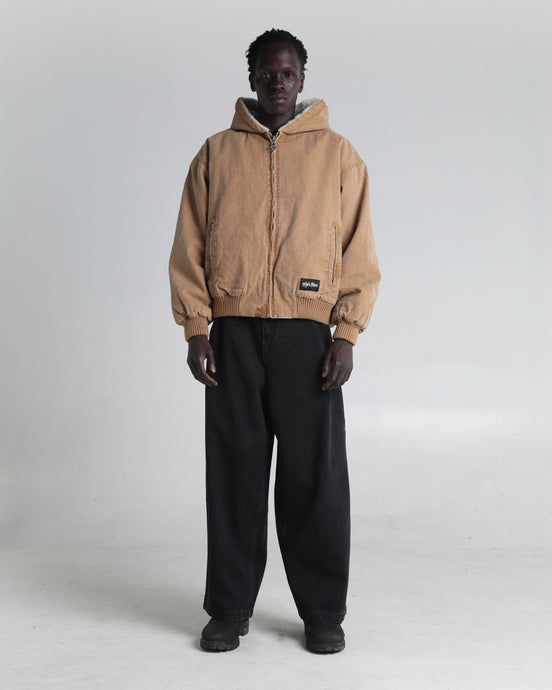 Aged Canvas Hoodie with Fur