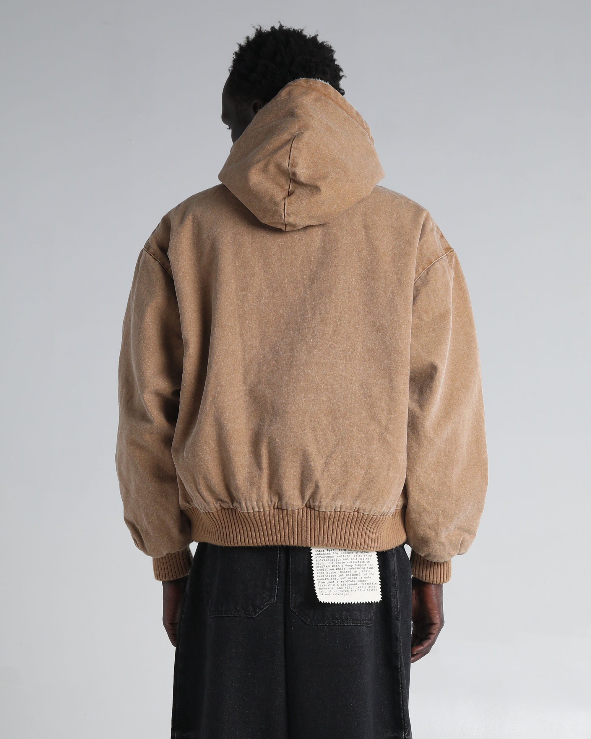 Aged Canvas Hoodie with Fur