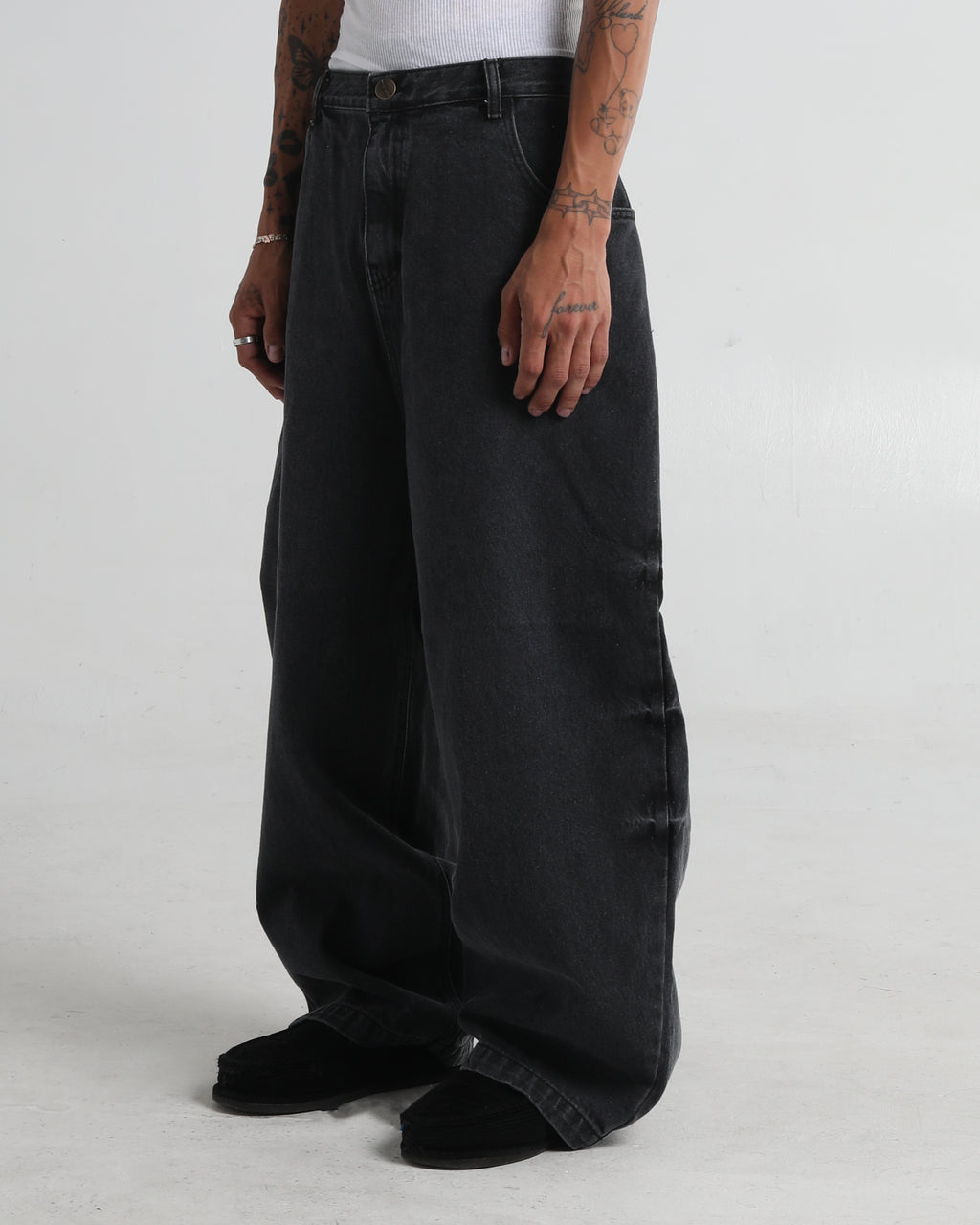 Fayla Denim Balloon Pants - Black