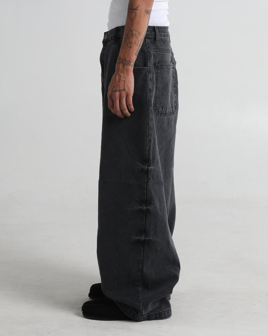 Denim balloon fit jeans with side pockets main image 1