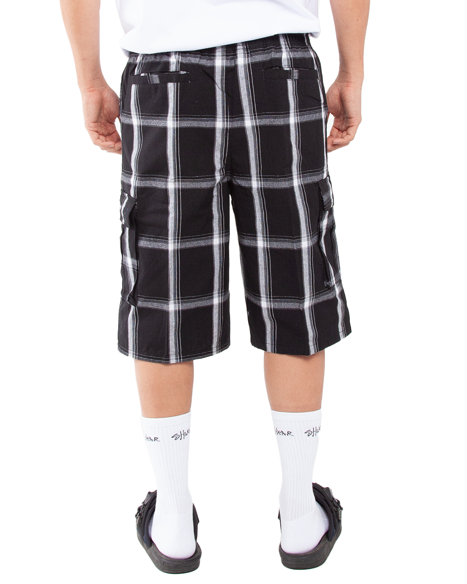 Black and white checkered shorts mens discount