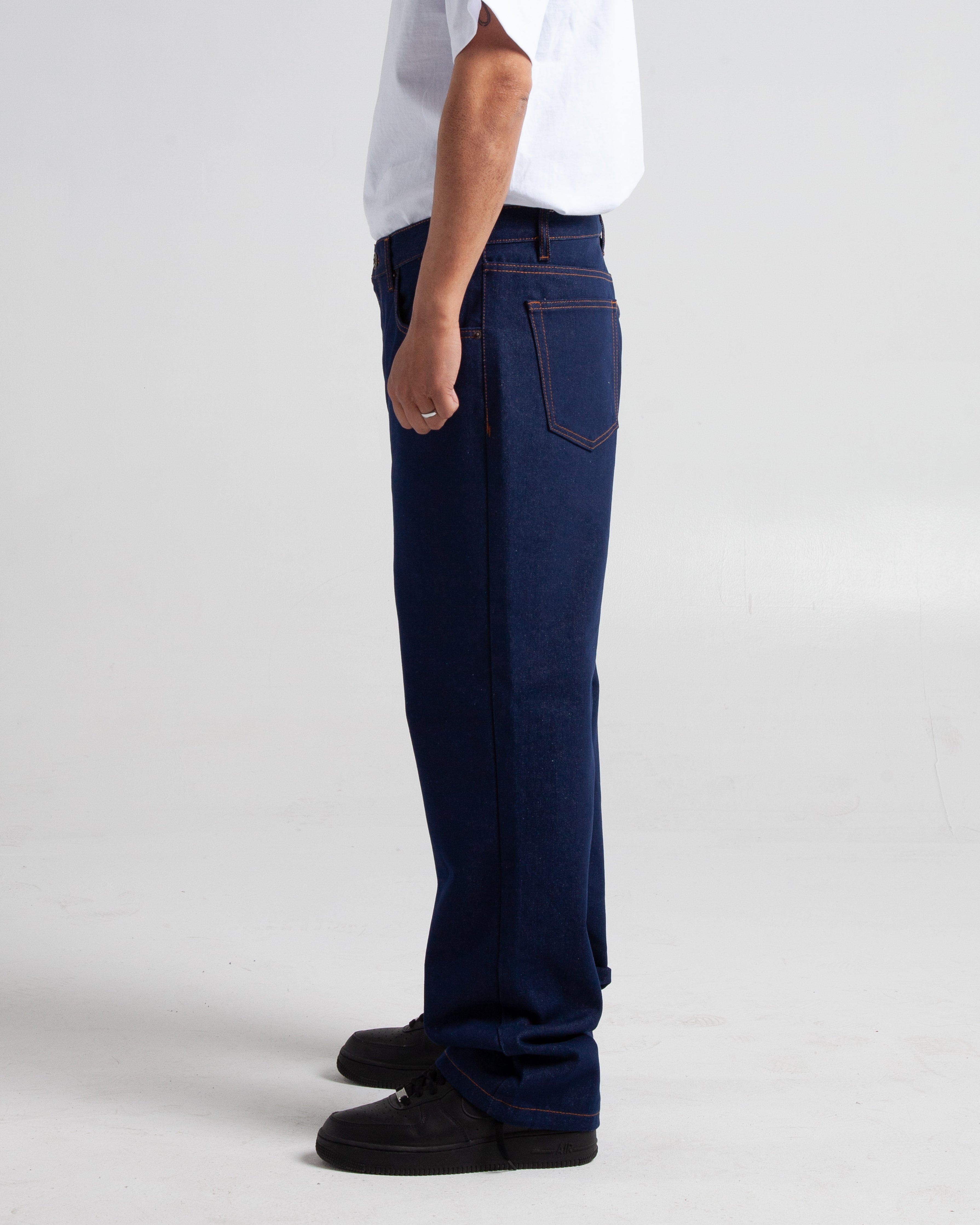 【SATIIIZ】Eater Button Cargo Banding Denim Pants Seka Washing Denim Cargo Pants - satiiiz