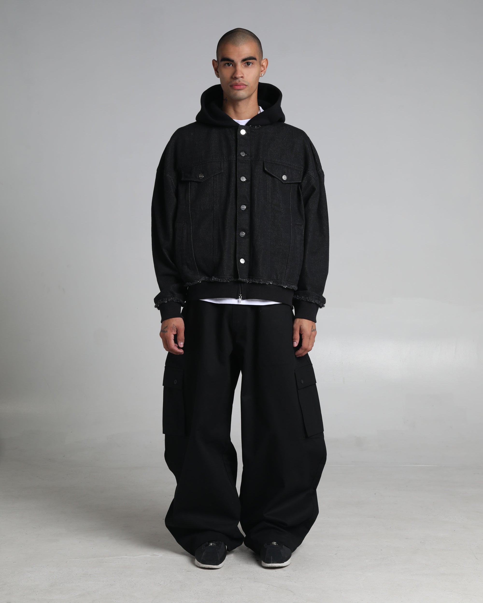 Destroyed Hooded Denim Jacket