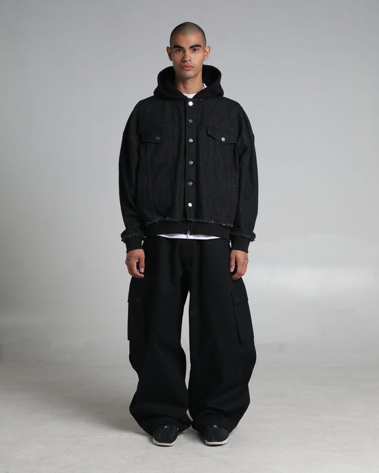 Destroyed Hooded Denim Jacket