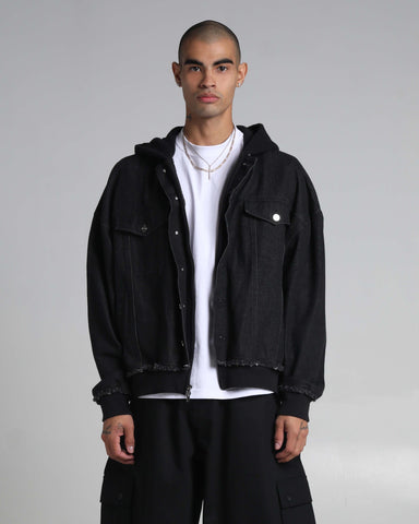 Destroyed Hooded Denim Jacket