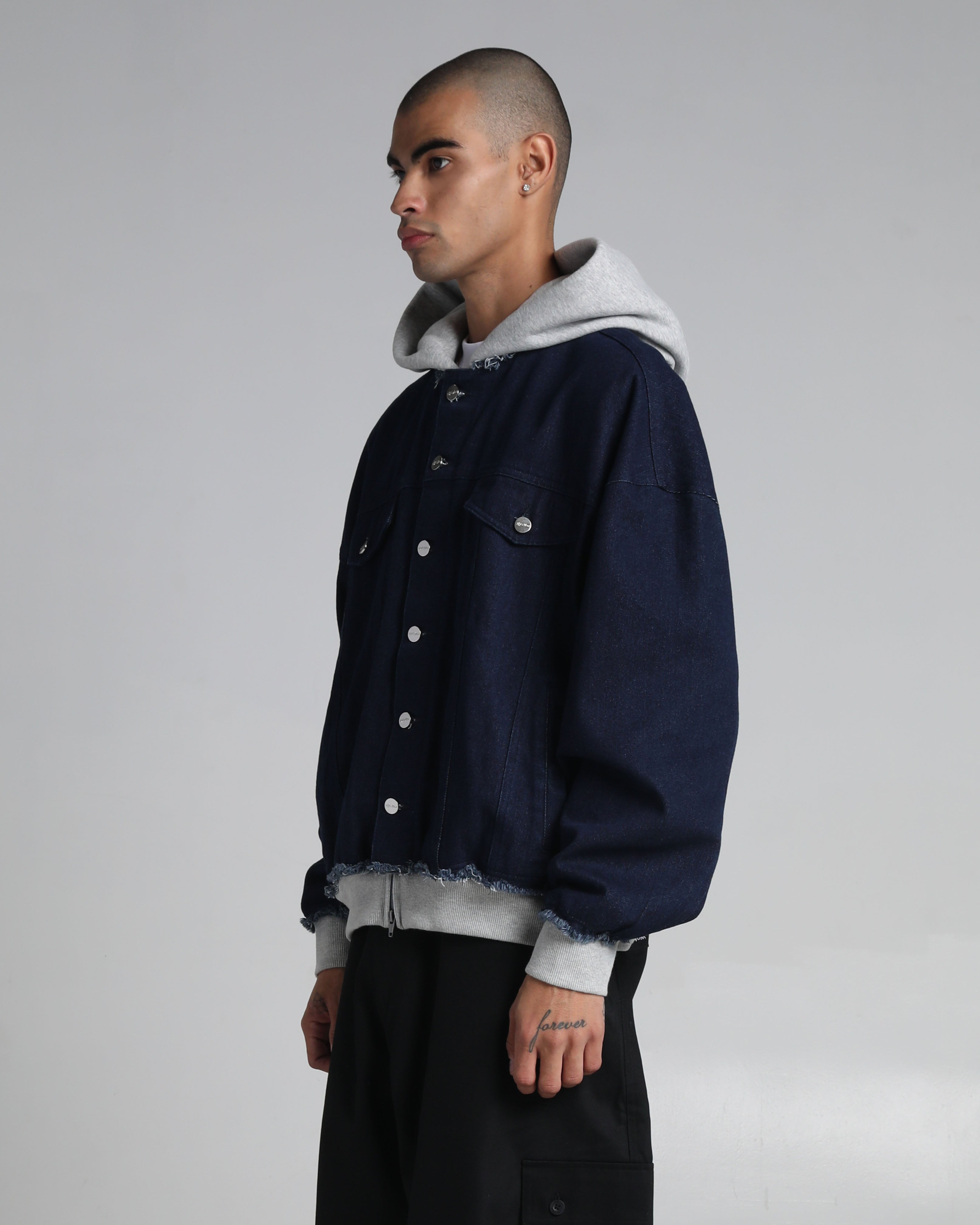 Destroyed Hooded Denim Jacket – Shakawear.com