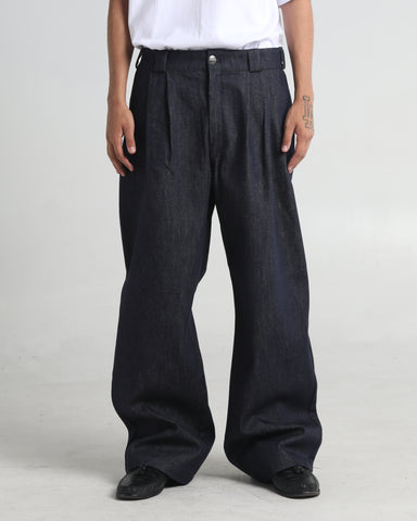 Pleated Denim Thug Pants