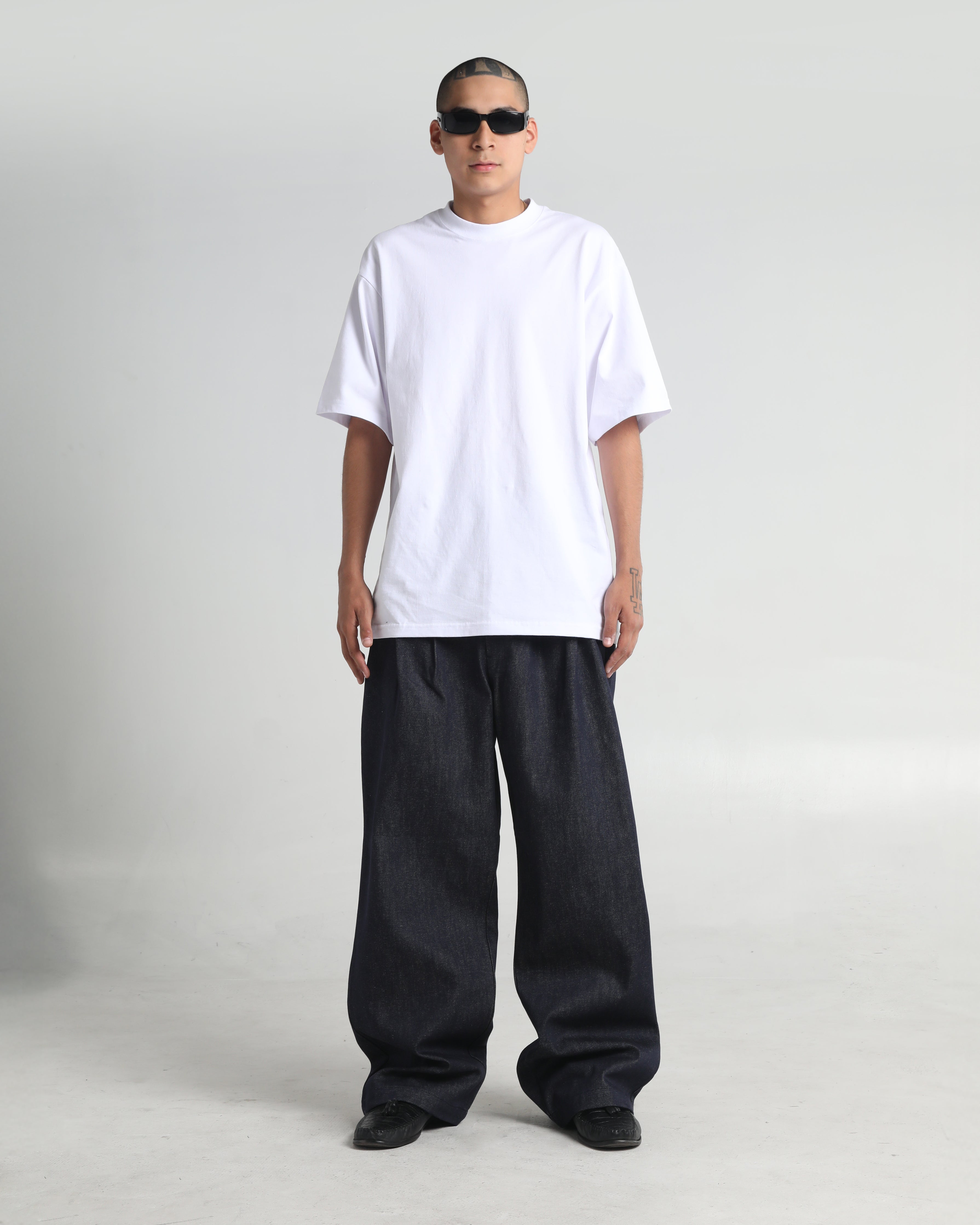 Pleated Denim Thug Pants
