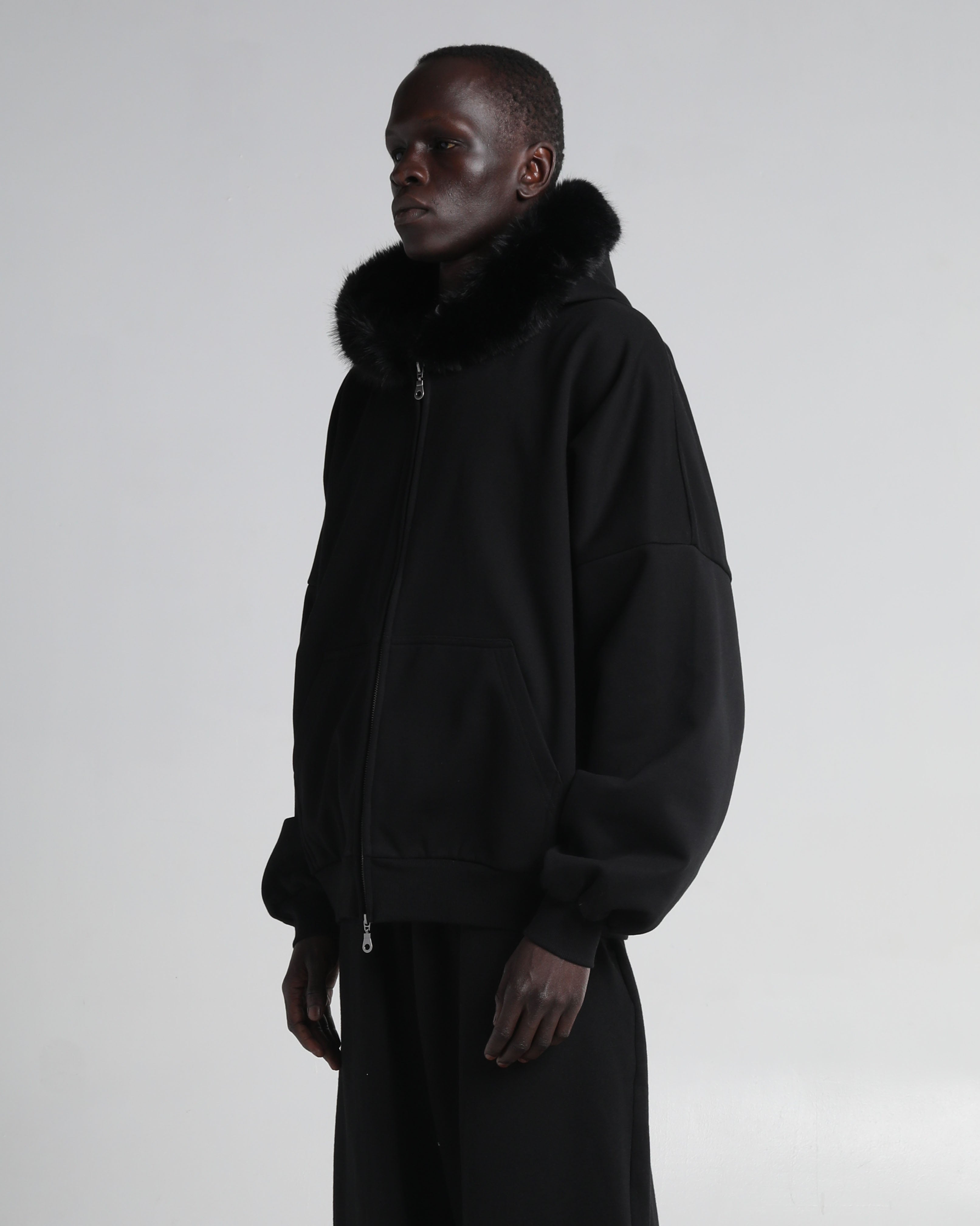 Fur Hooded Fleece Zip-Up