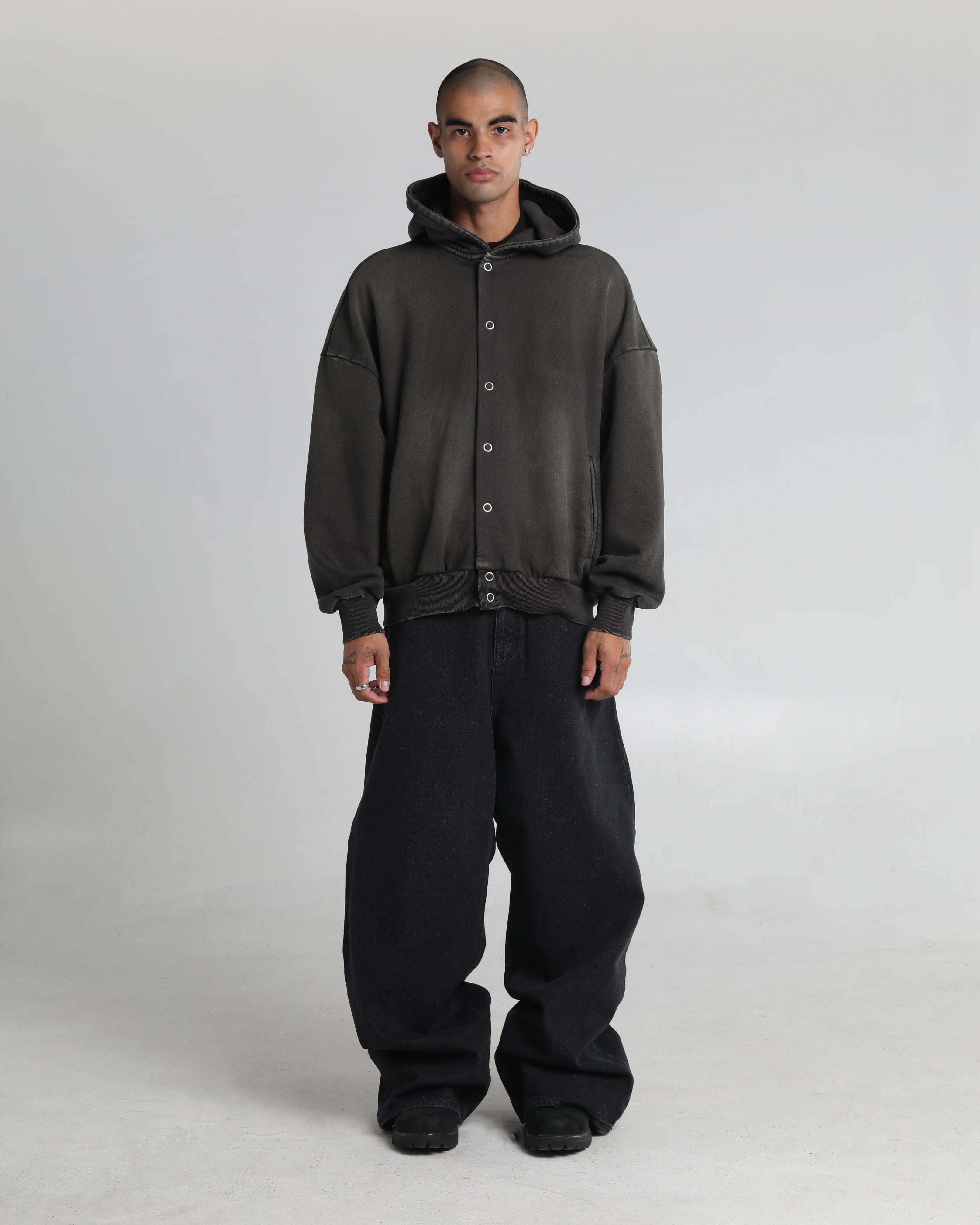 Garment Dye Fleece Button Up Hoodie