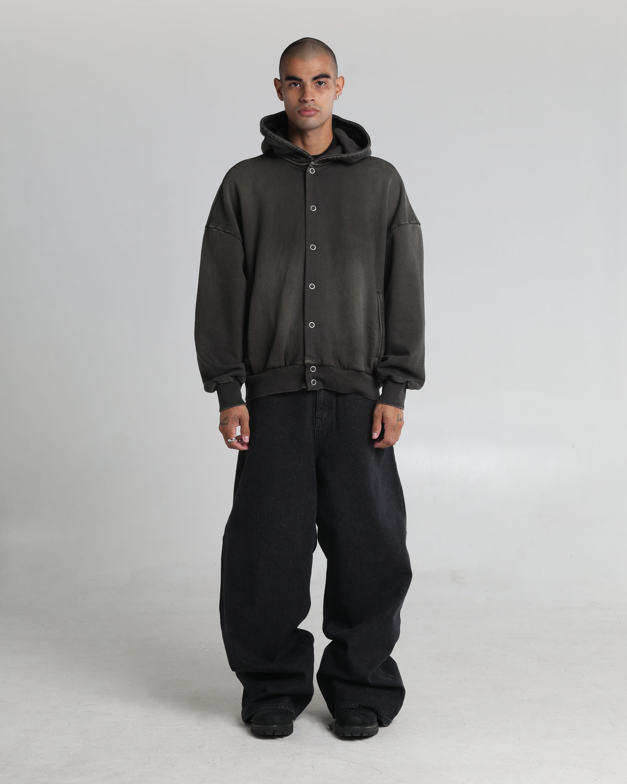 Garment Dye Fleece Button Up Hoodie