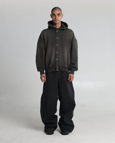 Garment Dye Fleece Button Up Hoodie