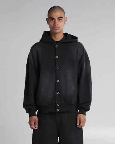 Garment Dye Fleece Button Up Hoodie