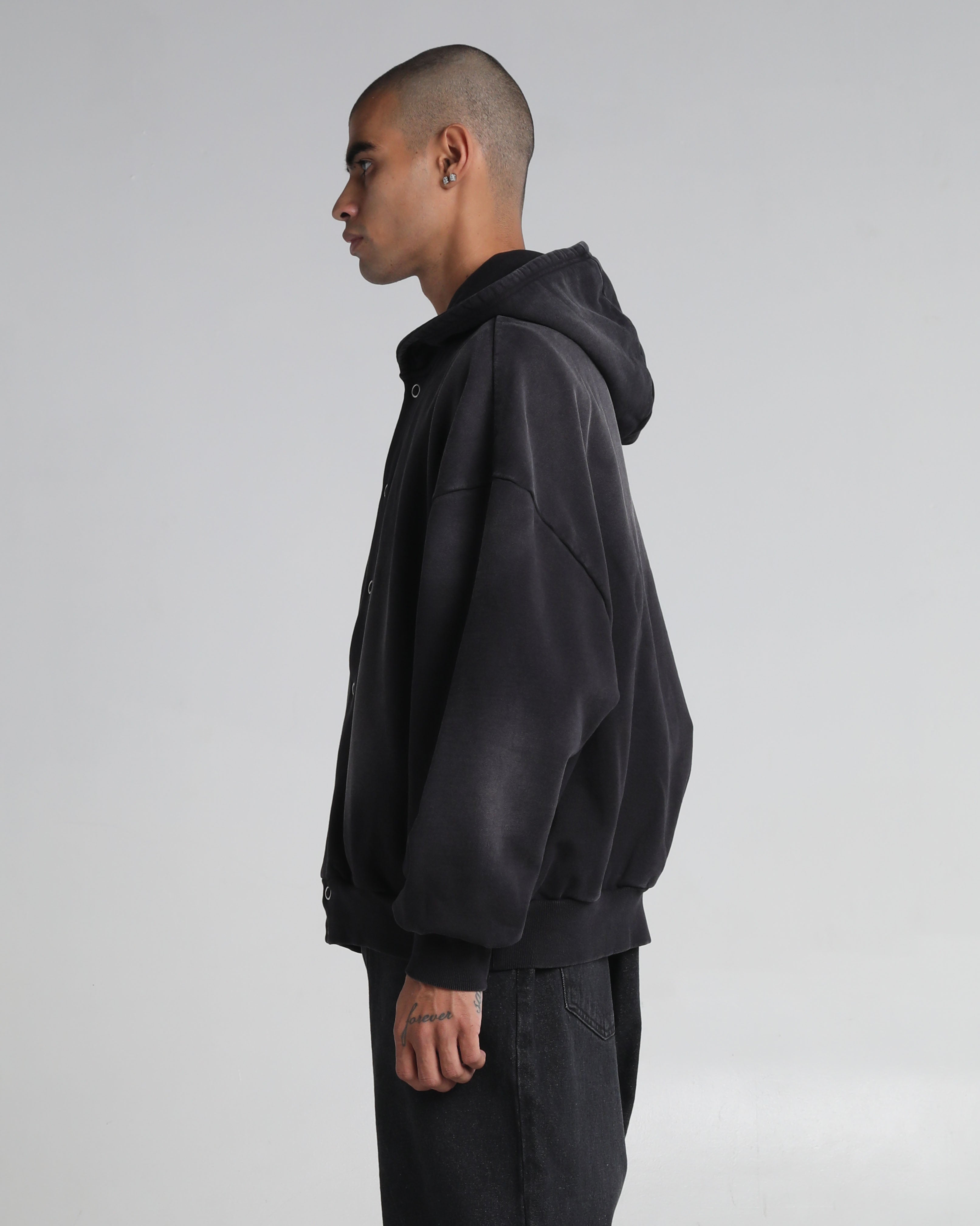 Garment Dye Fleece Button Up Hoodie