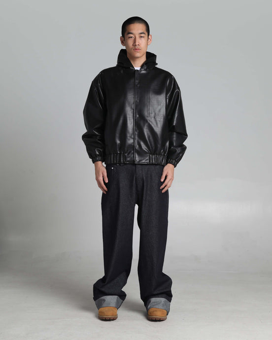 PU Leather Plaid Jacket