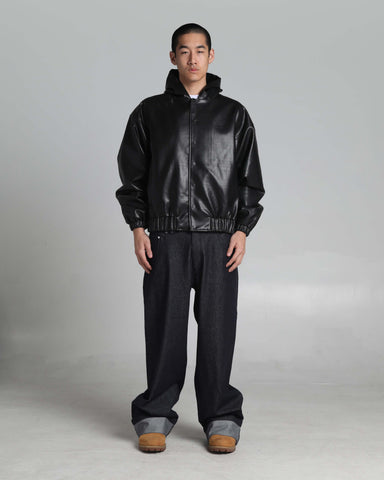 PU Leather Plaid Jacket