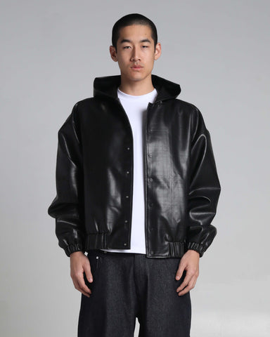 PU Leather Plaid Jacket