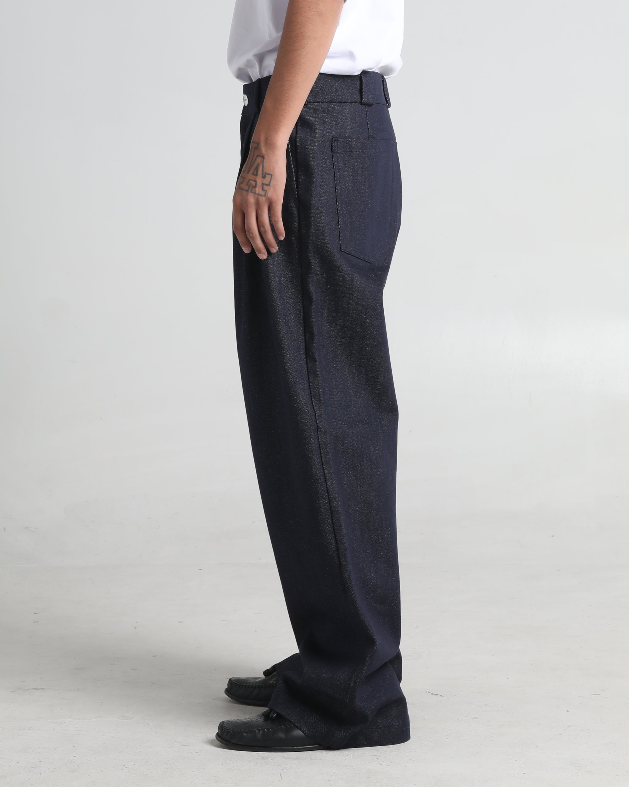 Pleated Denim Thug Pants