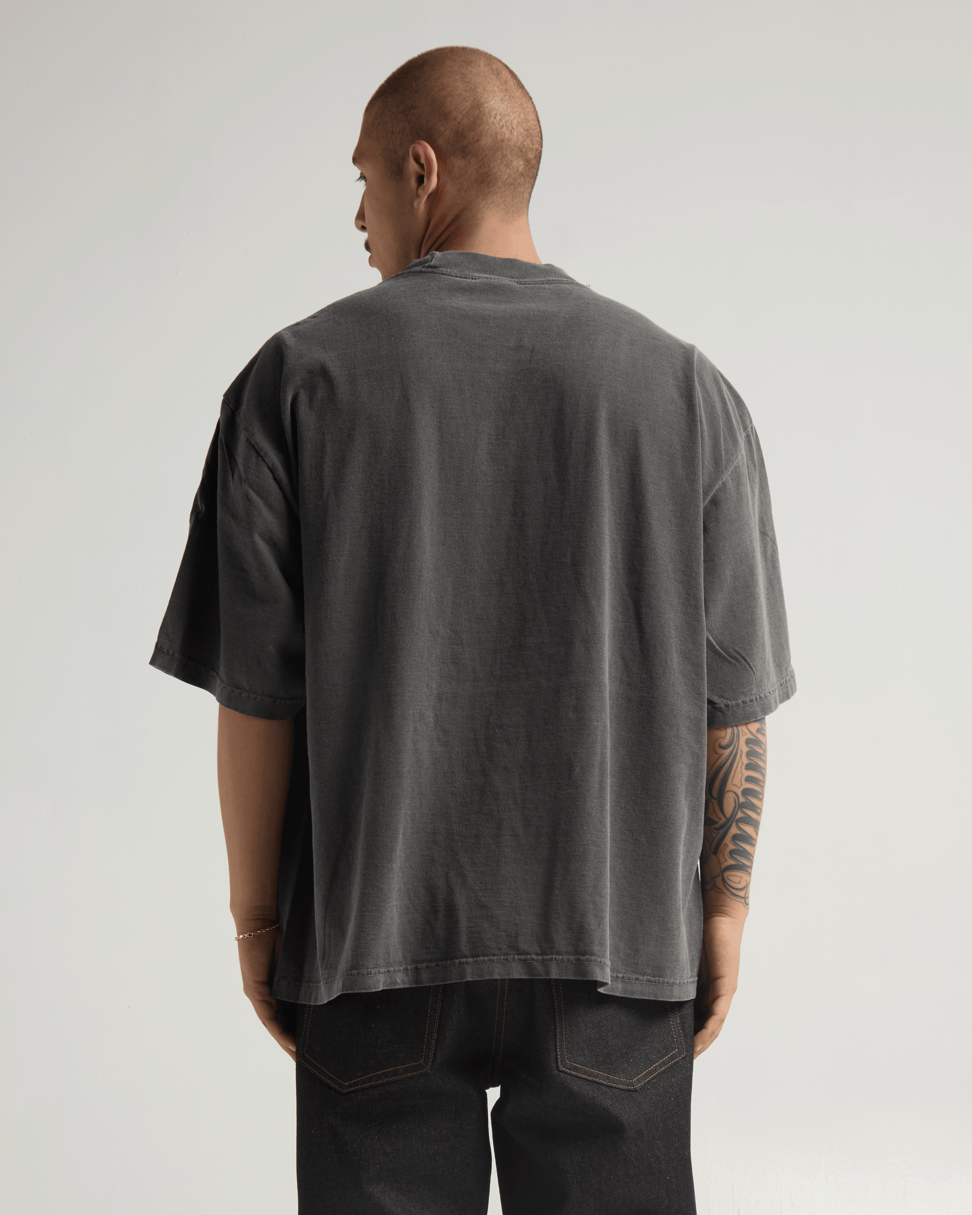 【SAC】DYED CUT T-SHIRTS BLACK 7.5oz Garment Dye Drop Shoulder T-Shirt – Shakawear.com