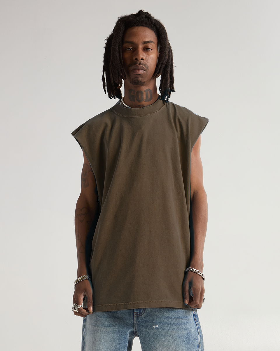 【KOOLOSET】Pigment Ribbed Henley Neck Muscle Tee 7.5oz Garment Dyed Muscle Tee – Shakawear.com