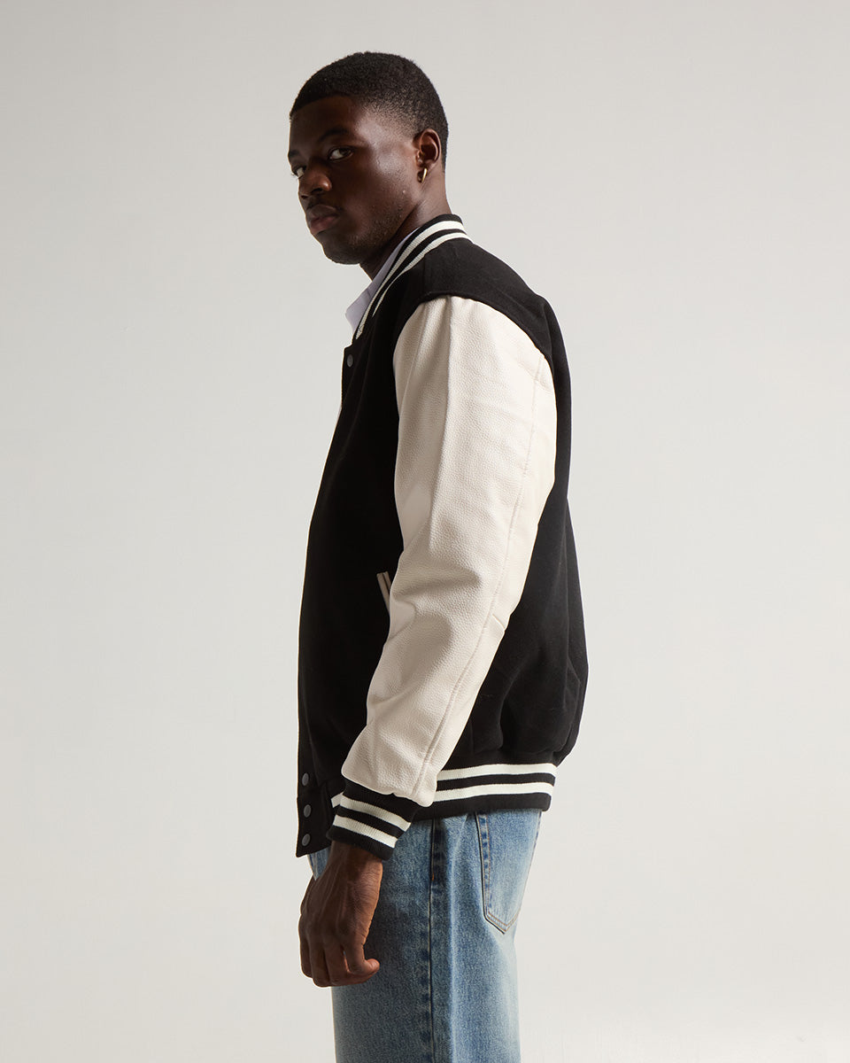 Leather Letterman Jacket - No Logo – Shakawear.com