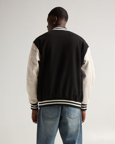 Leather Letterman Jacket - No Logo