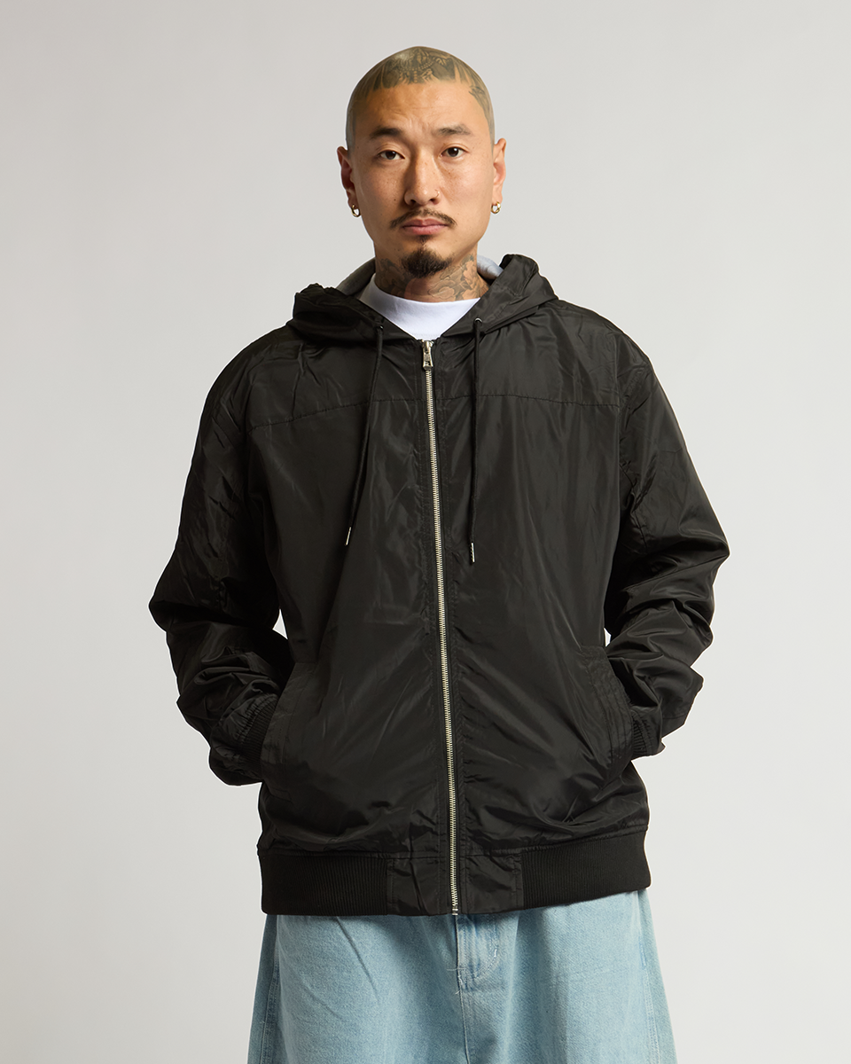 Windbreakerレザーボンバージャケット短丈ふフェードブラック黒グランパ Windbreaker Jacket – Shakawear.com