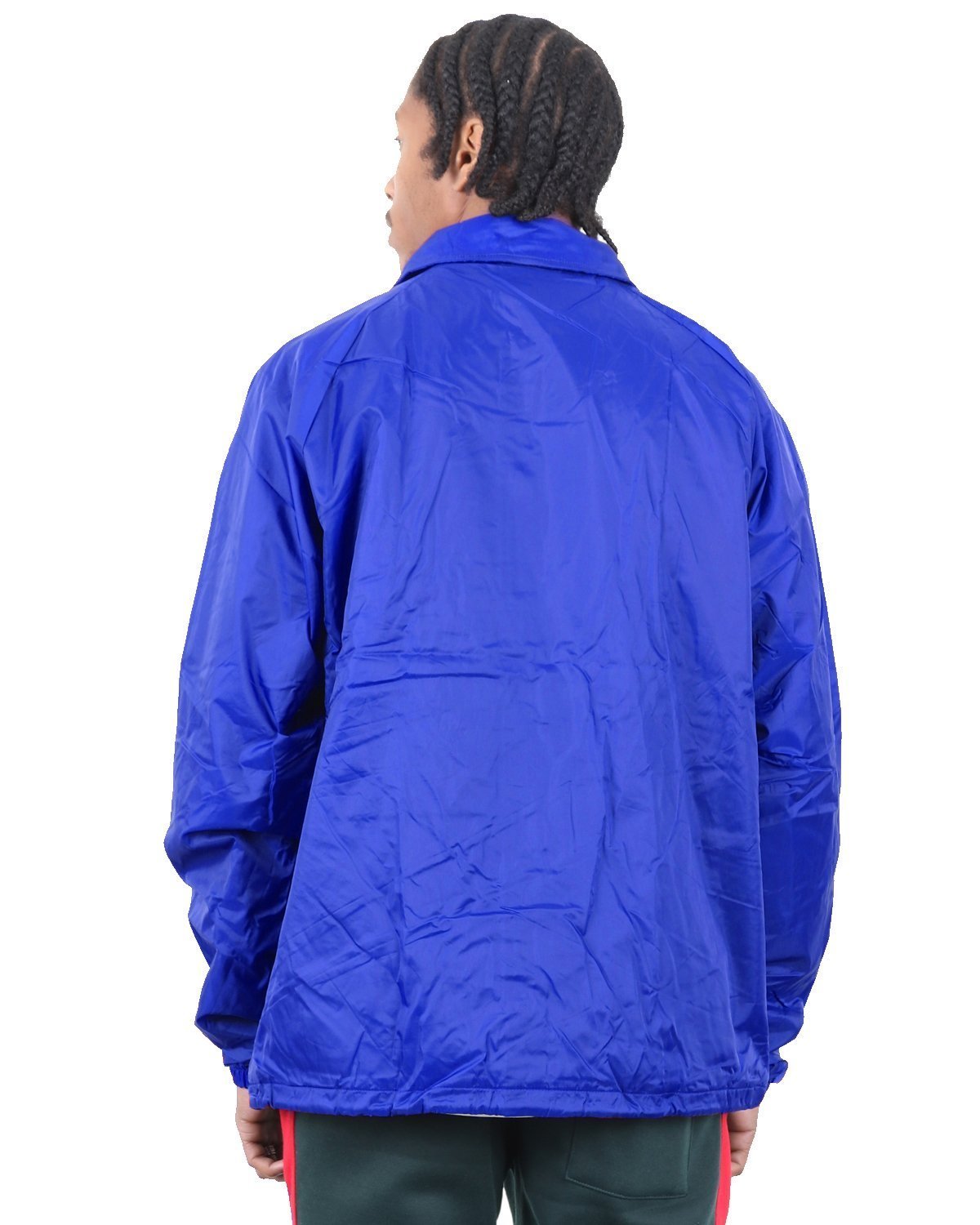 blue windbreaker jacket