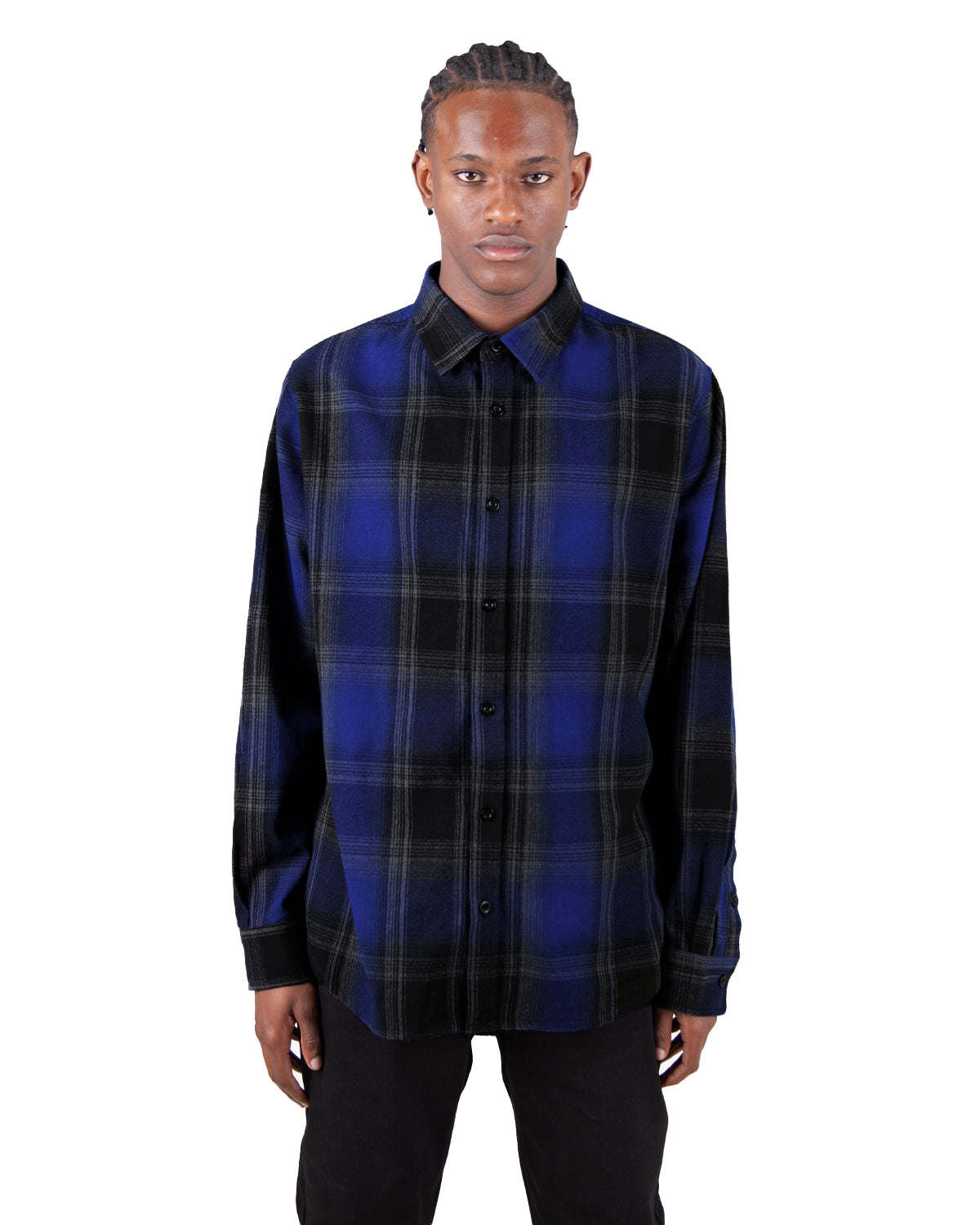 Plaid Flannel Overshirt 5XL / Royal Black
