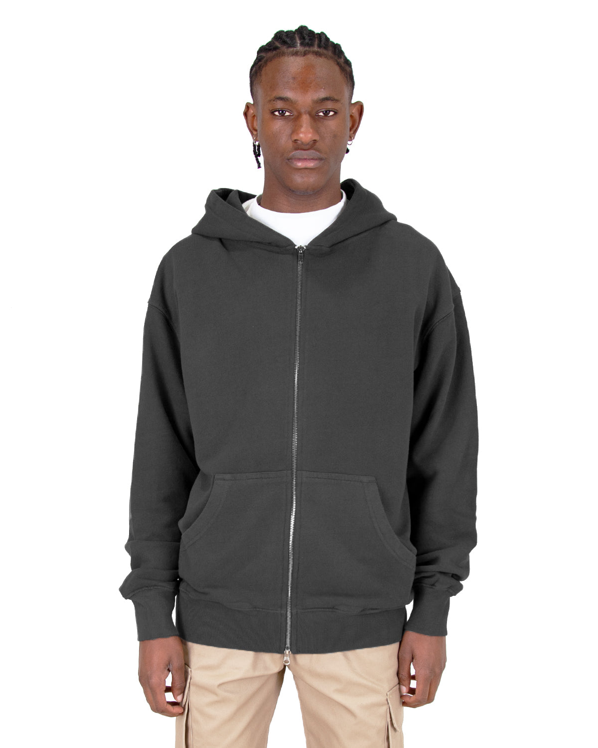 zipper grey hoodie - Main Image