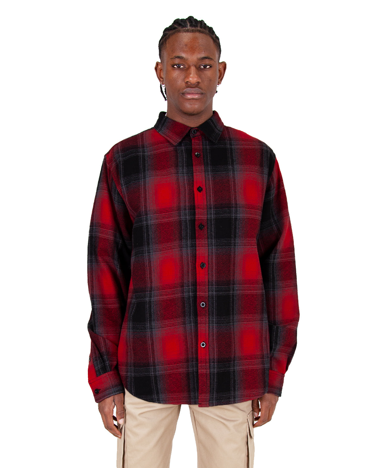 Plaid Flannel Overshirt 5XL / Red Black