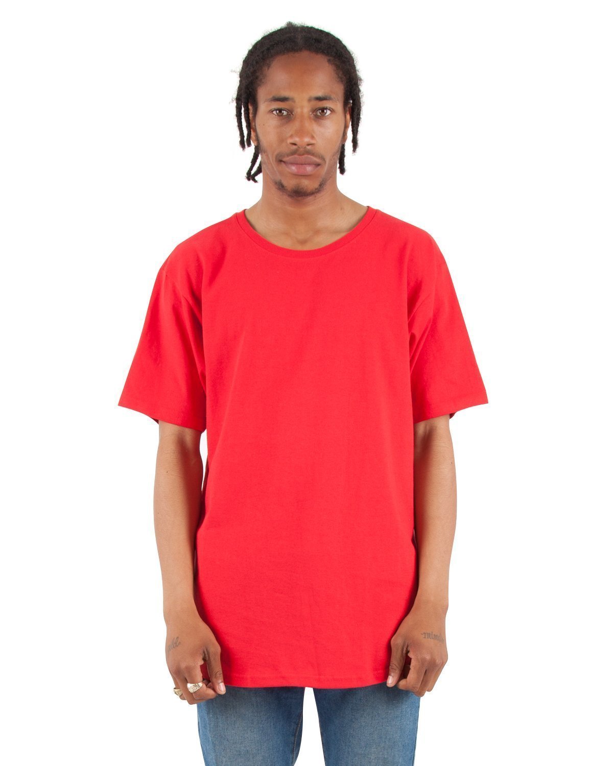 6.0 oz Curved Long Tee XL / Red