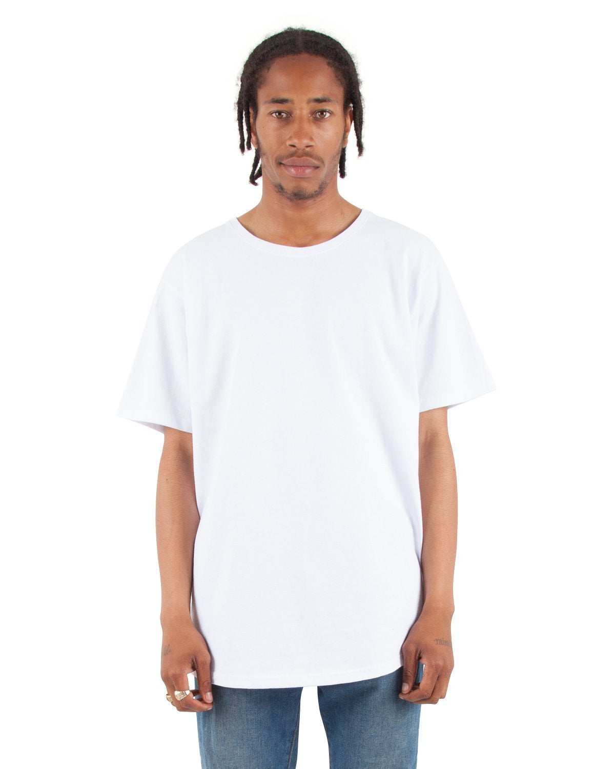 6.0 oz Curved Long Tee XL / White