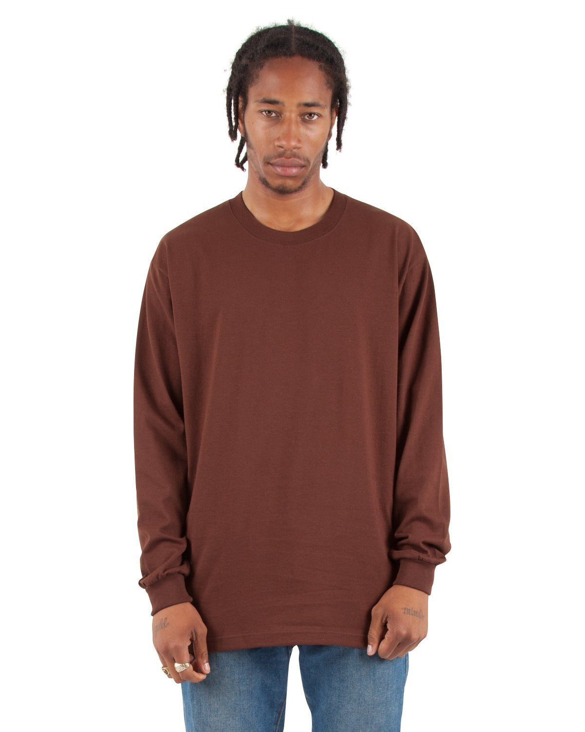 7.5 oz Max Heavyweight Long Sleeve - Large Sizes 5XL / Brown