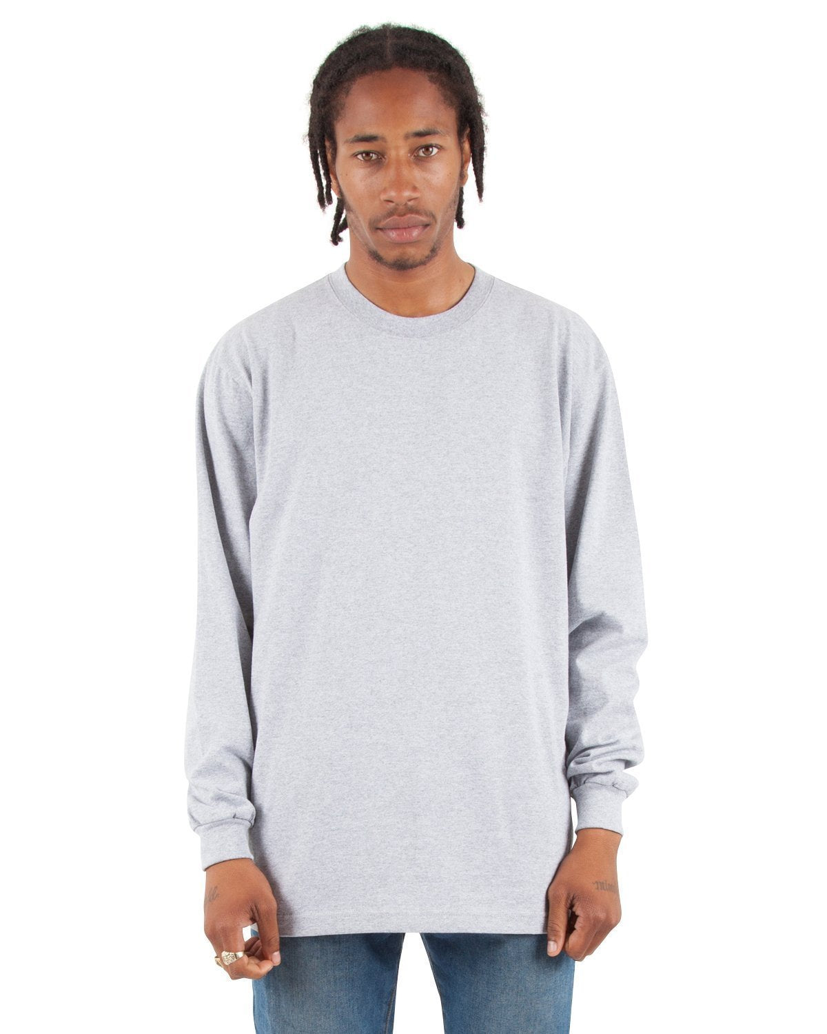 7.5 oz Max Heavyweight Long Sleeve - Large Sizes 7XL / Heather Grey